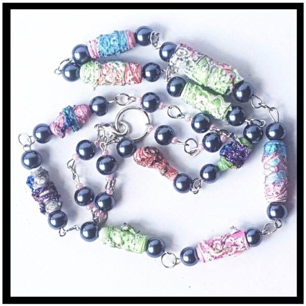 Beaded necklace Tyvek Necklace for women.