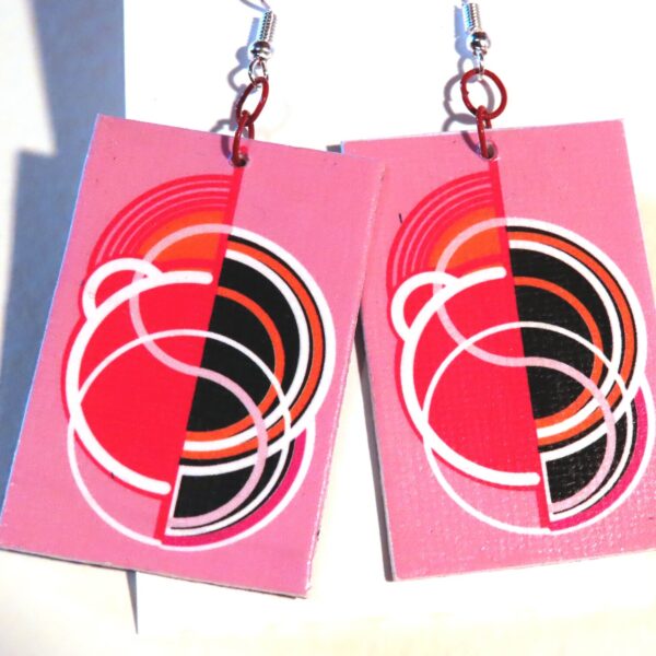 Art Deco dangle style Earrings, geometric, rectangular.