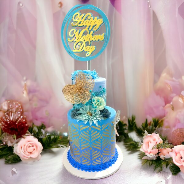 Faux Blue Mother’s Day cake - fake bake non edible