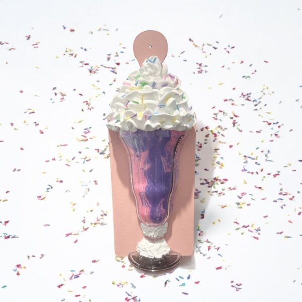 Faux Half Pink and Purple Milkshake attached to Charcuterie Board